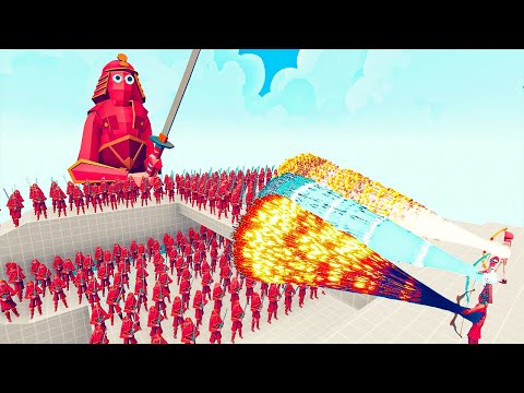 100x SAMURAI + 3x GIANT SAMURAI vs 2x EVERY GODS - Totally Accurate Battle Simulator TABS