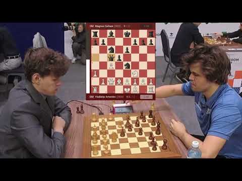 Vladislav Artemiev vs Magnus Carlsen  Round 12 FIDE World Blitz Championship 2022 #chess #chessgame