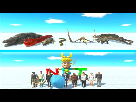 REPTILES Team vs MODERN HUMANS Team - Animal Revolt Battle Simulator ARBS