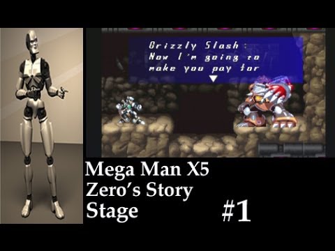 Mega Man X5 Zero's Story Stage 1 Boss Grizzly Slash Game Play