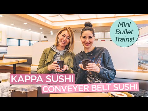 Kappa Sushi Japan - 傳送帶式壽司與可愛的迷你子彈頭列車。 (Kappa Sushi Japan - Conveyer Belt Sushi with Cute Mini Bullet Trains)