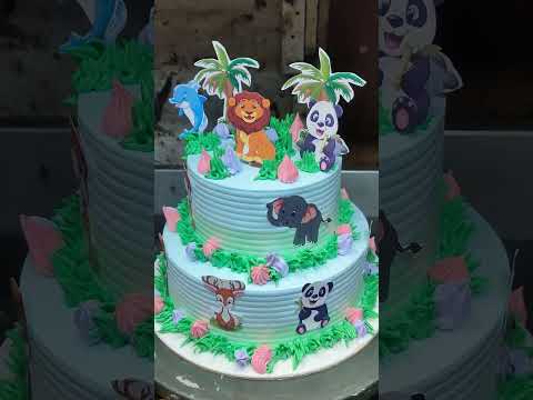 Chocolate brownie flavour cake specialdouble step animal sticker design decoration cake