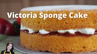 Easy Victoria Sponge Cake | Victoria Sandwich Cake | Sponge Cake with Jam and Whipped Cream Filling
