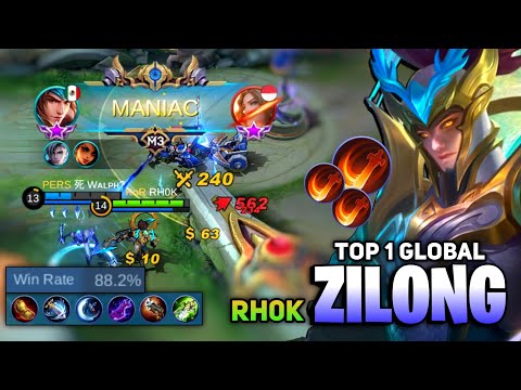 MANIAC! Zilong Offlane Monster [ Top 1 Global Zilong Best Build 2021 ] By RH0K - Mobile Legends