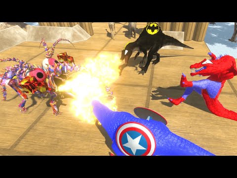 Escape from Colorful Skeleton Alien⚡vs Super Hero Dinosaurs - Animal Revolt Battle Simulator