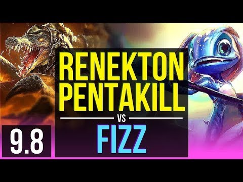 Carry as RENEKTON vs FIZZ (MID) | Pentakill, KDA 13/1/2, Legendary | Korea Master | v9.8