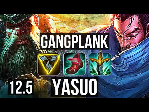 GANGPLANK vs YASUO (TOP) | Rank 5 GP, 11/1/3, 7 solo kills, Godlike | KR Grandmaster | 12.5