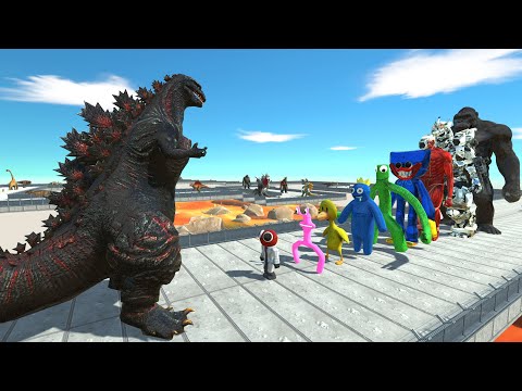 Shin Godzilla vs Rainbow Friends LAVA DEATH RUN - Animal Revolt Battle Simulator