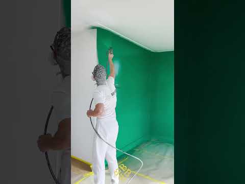 Satisfying airless spray paint video! Color name: Laos gn017-01🎨 #satisfying #viral #painting