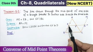 Class 9th Chapter 8 Quadrilaterals Theorem 8.9 New NCERT Maths CBSE | Converse of Mid point theorem