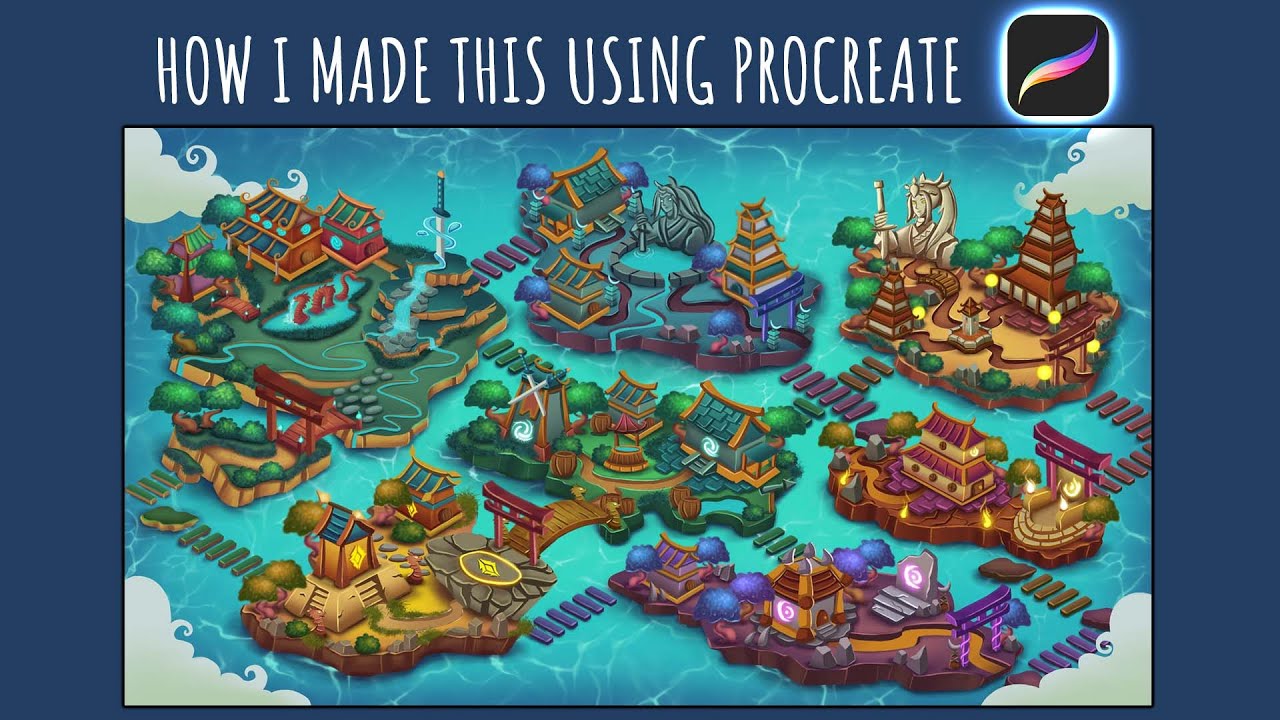 Isometric map illustration using procreate