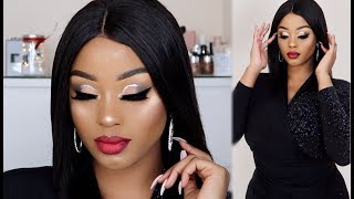 easy glam christmas makeup tutorial outfit woc vintynellie