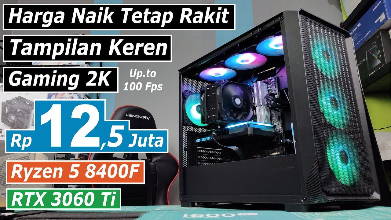 PC Spek Gaming Live Streaming Dengan Tampilan Keren ARGB with Ryzen 5 8400F + RTX 3060 Ti