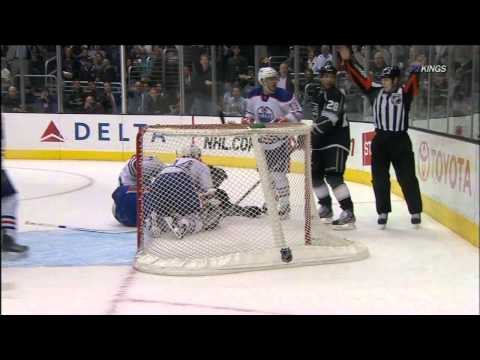 No goal call, moved net. Edmonton Oilers vs Los Angeles Kings 4-2-12 NHL Hockey