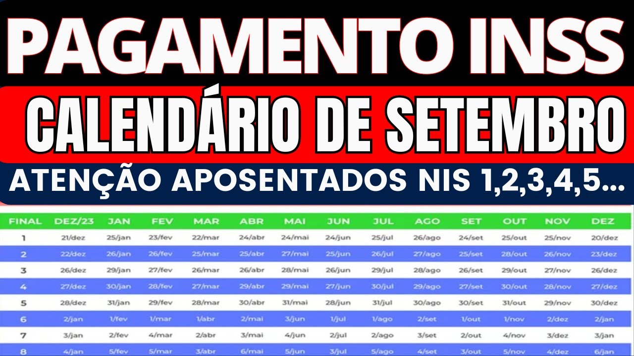 PAGAMENTOS DOS APOSENTADOS DO INSS DE SETEMBRO! FINAL DO NIS 1,2,3,4,5,6,7 VEJA ISSO!