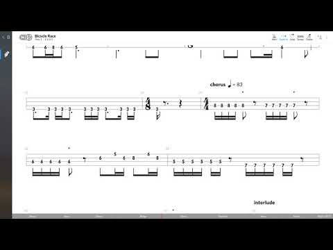 Queen - Bicycle Race (BASS TAB PLAY ALONG)