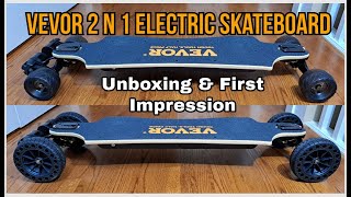 VEVOR 2n1 Electric Skateboard Unboxing & First Impression SYL-10B-1