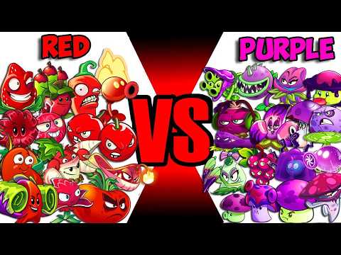 All Plants Team RED vs PURPLE - Who Will Win? - Pvz 2 Team plant Vs Team Plant v12.1.1