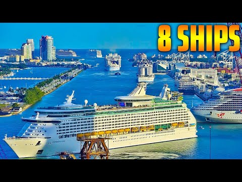 Cruise Ship Traffic Jam in Port Miami | Departures 1-5-2025