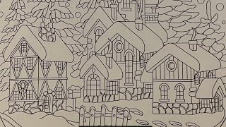Christmas houses coloring pictures | winter snow globe art video