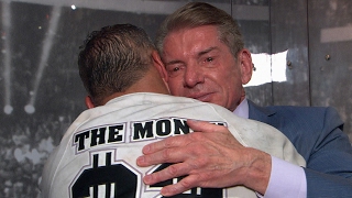 Shane and Mr. McMahon&#39;s emotional embrace backstage after WrestleMania, only on WWE Network