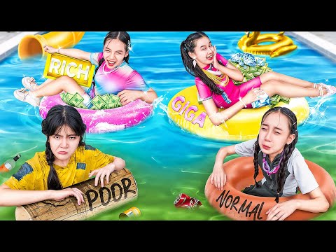 Rich vs Poor vs Giga Rich vs Normal At Swimming Pool