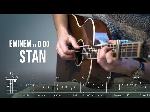 Stan - Eminem ft. Dido (fingerstyle guitar) | clean TAB + Chords + Lyrics