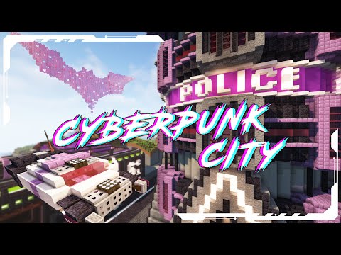 (Re)Building a CYBERPUNK CITY! Police Department & Train Station - Creative Minecraft 1.19