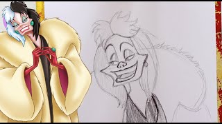 How to Draw CRUELLA DE VIL from Disney's 101 Dalmations - @dramaticparrot