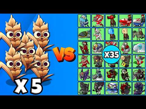 5 Barley Plants Fusion vs All Zombies x35 - PVZ Fusion