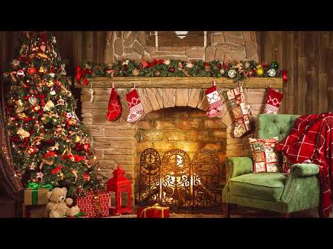 Christmas Music 🎄 Heavenly Harp Christmas Instrumentals 🔥 Relaxing Fireplace