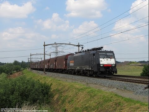 LOCON 189 099 with steel train @ Rurtalbahn 189 285 with Blerick-shuttle @ Dirdrecht (NL) 01-06-2014