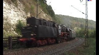 preview picture of video 'Steam Train / Dampfzug mit BR50 + 52 Geislinger Steige abwärts, 20.09.2009'