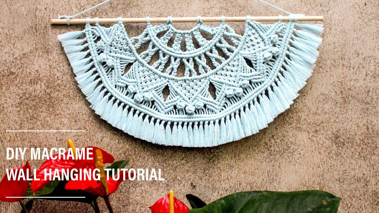 DIY Macrame Mandala Wall Hanging, Free Macramé Half Mandala pattern by TnArtnCrafts
