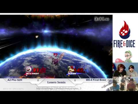 Smash or Die Young #3 - A2 Pho S2H (Metaknight) vs W8-4 Final Boss (Bowser) - Smash Wii U LSF