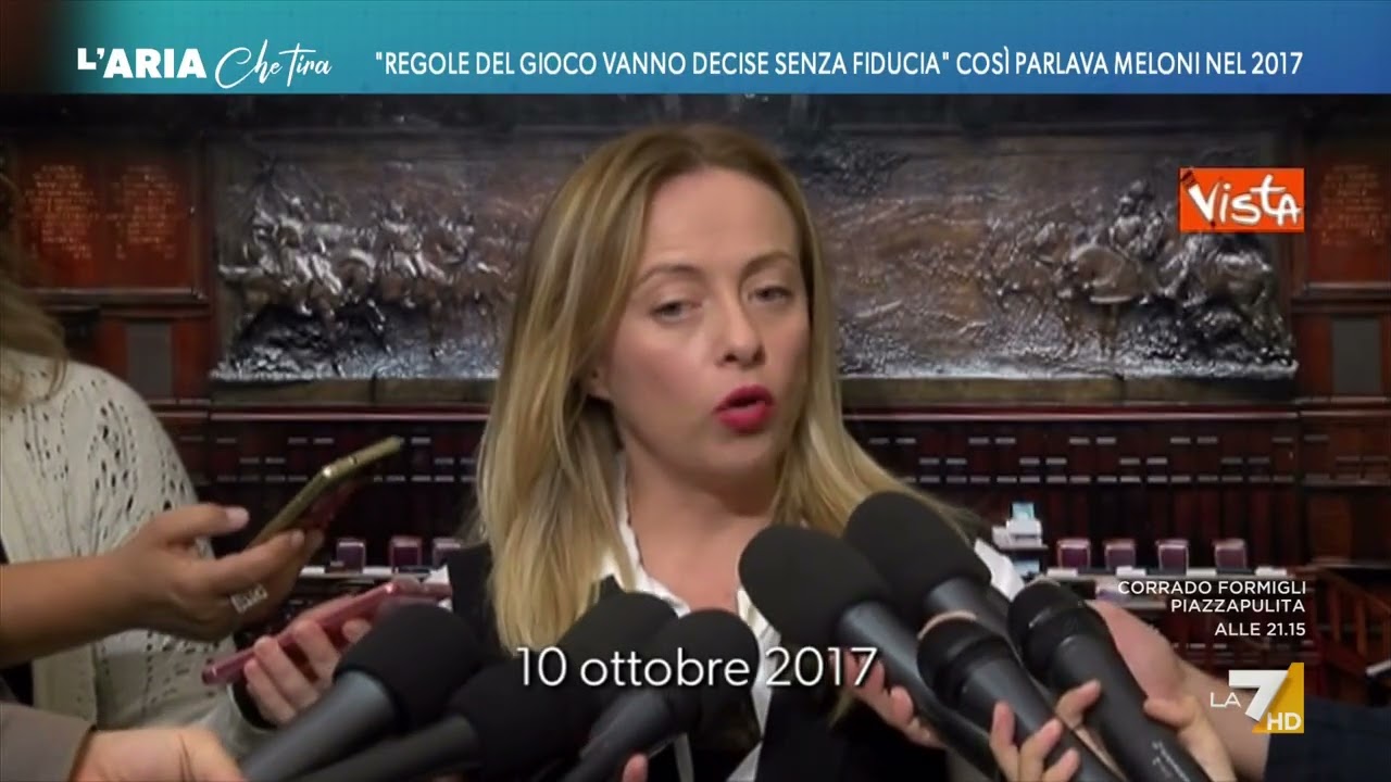 Nel 2017 Giorgia Meloni era contraria al voto di fiducia sulla legge elettorale, David Parenzo: ...