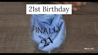DIY Easy 21st Birthday Glass With Silhouette & Vinyl