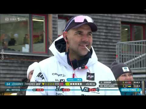 Johannes T. Boe shoots like a maniac, wants to give up but Émilien Jacquelin convinces him to go on