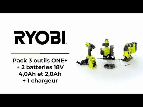 Pack 3 outils ONE+ avec 2 batteries 18V 4,0 et 2,0 Ah + 1 chargeur RYOBI