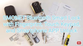 SMONET BT Smart Lock with Fingerprint, Keypad, Passcode, E-Key, IC Card, Physical Keys Unlock