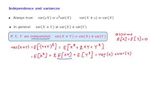 L07.7 Independence, Variances & the Binomial Variance