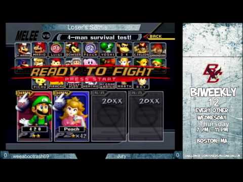 BC Biweekly 12: Loser's Semis - Jury (Peach) vs. weeabootrash69 (Luigi)