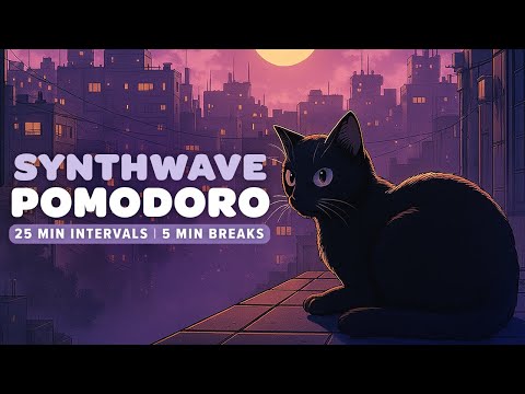 Synthwave Pomodoro Timer | Lofi for Work & Study (6 x 25 Min Sessions + 5 Min Breaks)