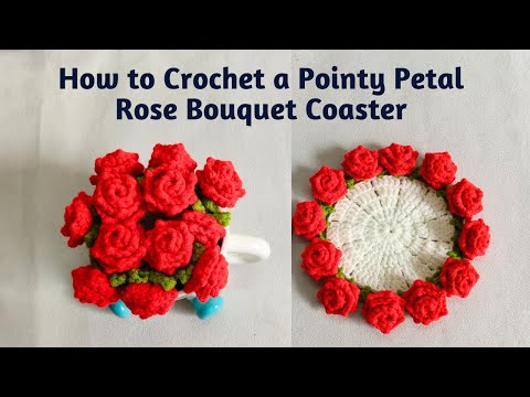 How to Make a Pointy Petal Rose Drink Coaster | Mini Rose Bouquet Blanket | Step by Step Tutorial