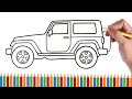 How To Draw Jeep Wrangler Rubicon 2017 Easy Easy Drawing Step By Step