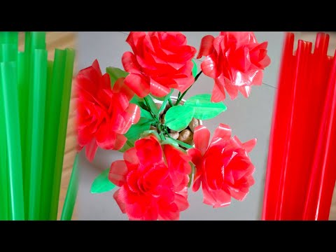 Rose Flowers made of #drinking straw