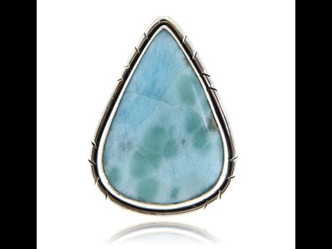 Inel Argint 925  Larimar natural - Eleganta Clasica