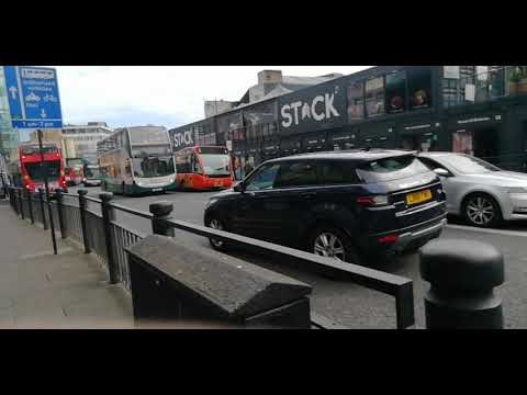Stagecoach and Go North East buses passing the Stack/New Bridge Street West (21/03/2020)