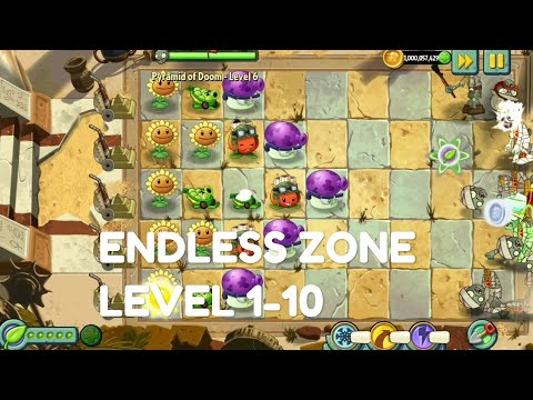 Plants vs Zombies 2 - Ancient Egypt | Endless Zone All Max Level Plants Test Level 1-10