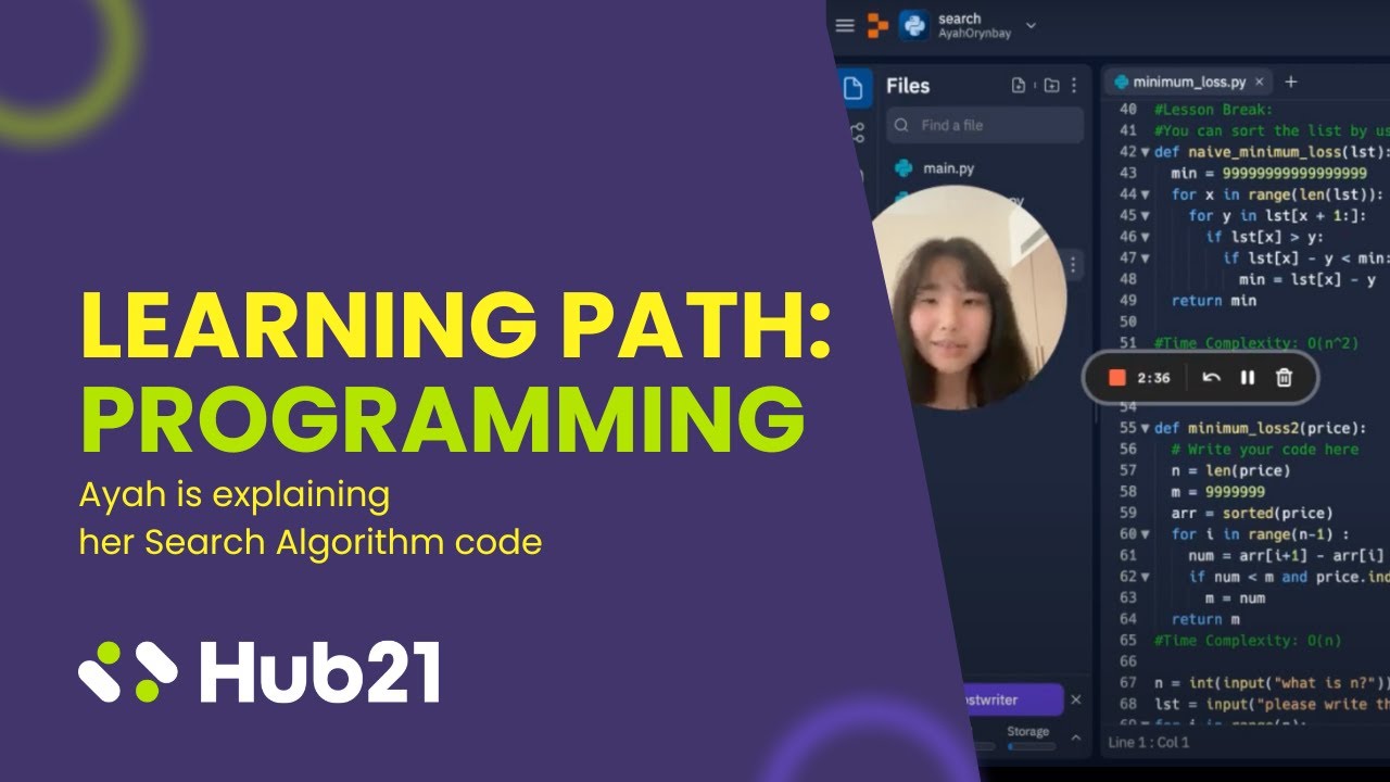 Hub21 1-1 Tutoring - Programming Path - Search Algorithm by Ayah